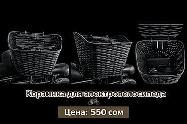 корзина для велика: Корзинка для электровелосипеда - Материал: плетённый пластиковый — 1