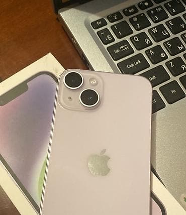 IPhone 14, Б/у, 128 ГБ, Зарядное устройство, Защитное стекло, Чехол, 78 %