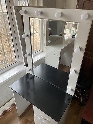 тумба зеркала: 3 шт Парикмахерский/гримерный стол + парикмахерское кресло (Каждый по — 4