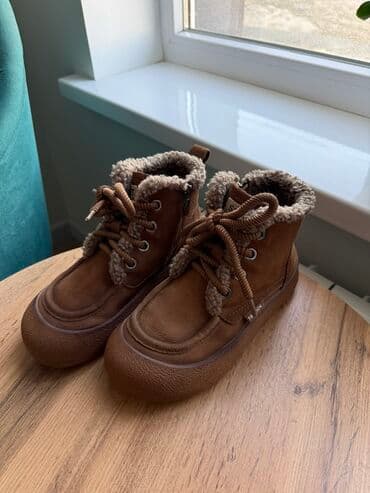 детские туфли для девочек: Зимние ботинки, коричневые - Утепление: густой искусственный мех по — 1