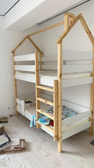 двухъярусные кровати из дерева: Двухъярусная детская кровать, Натуральное дерево, цвет - Белый — 7