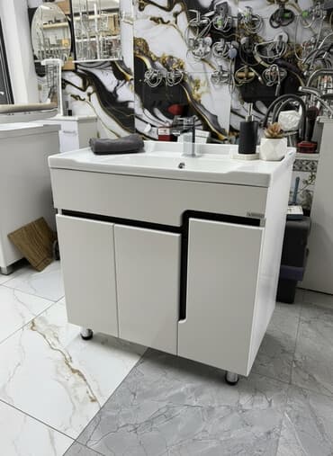 шкафы для ванны: Раковина для ванной, Квадратная форма, Материал: Керамика, x 85 см — 1