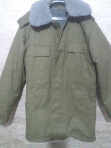 военный дождавик: Куртка с утеплением. Цвет - хаки, темно-зеленый, с капюшоном, размер — 6
