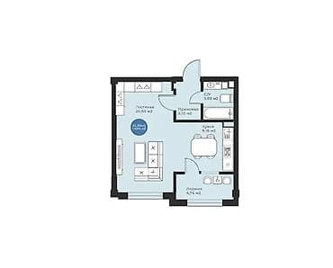 эмарк: 1 комната, 61 м², Элитка, 2 этаж — 2