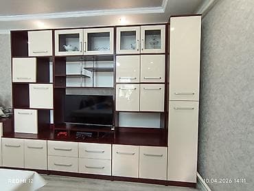 мебель сатылат: Дубал шкаф, Дубал шкаф түрү: Модулдуу, Үй, конок бөлмөсү үчүн, Өзгөчөлүктөрү: Телевизор коюучу бөлүк менен — 1