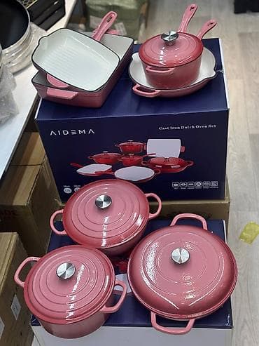 Набор посуды AIDEMA — чугун с эмалевым покрытием, красный. 7в1 Состав — 7