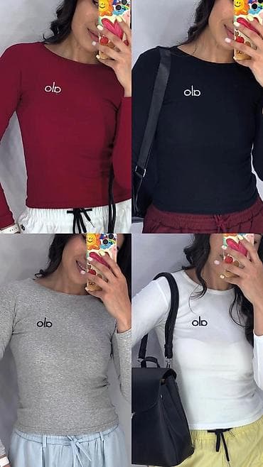 бишкек одежда оптом: Лонгслив, түсү - Кара, Өзбекстан, M — 1