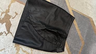 кожыный куртка: Юбка, Юбканын модели: Түз, Мини, Бели өйдө, Ылдый жагы ачык — 1