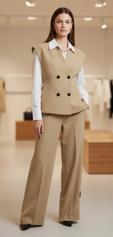 рубашки лен: Брючный костюм, Прямые, Турция, Осень-весна — 1