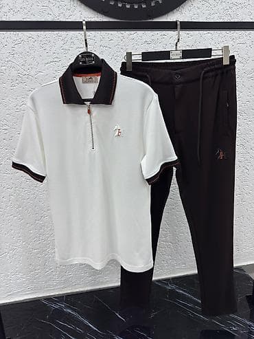 пуховик короткий: Мужской комплект: поло + брюки - Состав: трикотаж (лёгкий, дышащий — 2