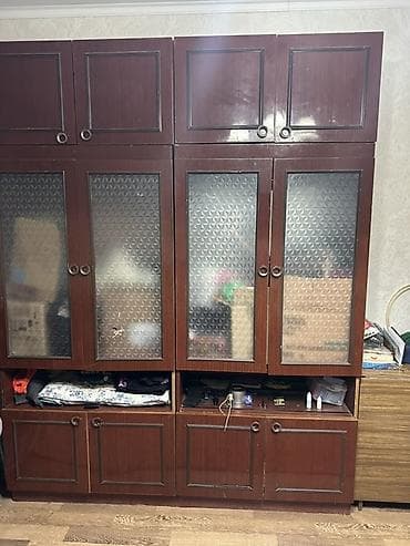 Стенка-шкаф, Тип стенки-шкафа: Модульная, Для зала, Б/у, Особенности: Для хранения посуды