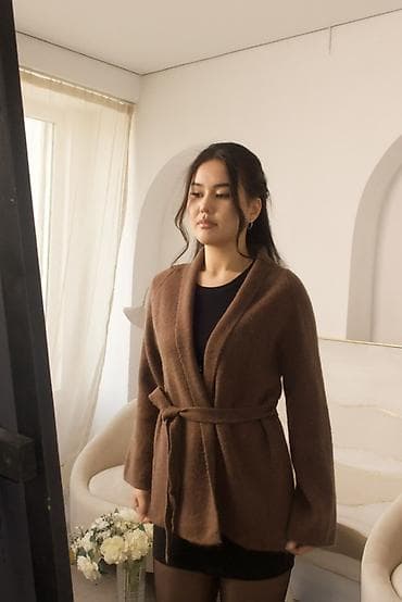 платье футляр теплое: Кардиган, Трикотаж, Средняя модель, Осень-весна — 1