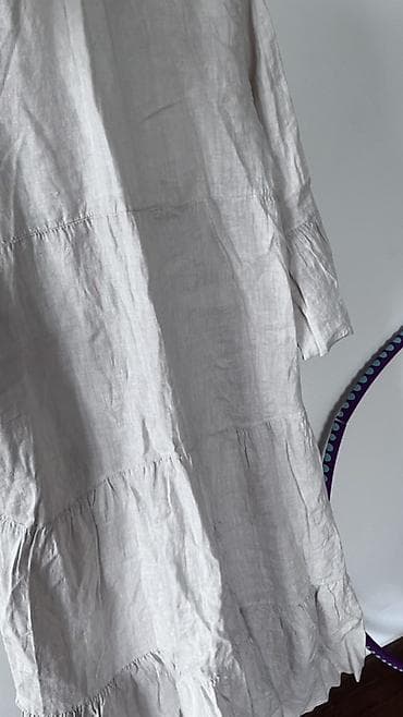 Личные вещи: Повседневное платье, Лето, Длинная модель, Лен, Бохо, L, XL — 5