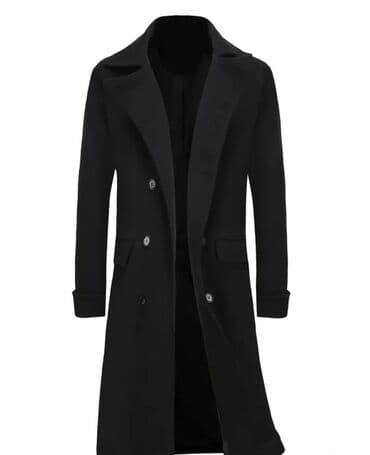 Мужское пальто классического кроя - Цвет: черный - Длина: ниже колена