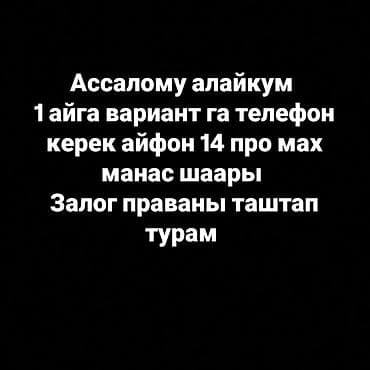 ноутбук в рассрочку без банка бишкек: Сдам/возьму в аренду на 1 месяц iPhone 14 Pro Max. Локация: Манас — 1