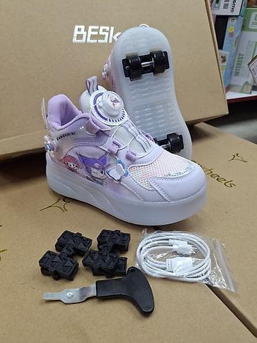 Детская обувь: Детские кроссовки с выдвижными колесами и подсветкой - Тип: роликовые — 2