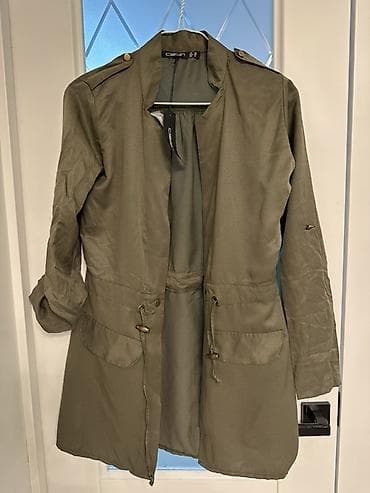 пиджак лен: Женский рубашка/накидка - Цвет: хаки (оливковый) - Фасон: удлиненный — 1