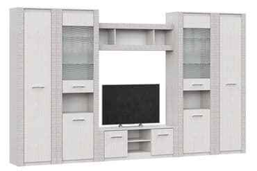 стол для гостиной купить: Гарнитур для зала, Новый, Шкаф, Тумба под ТВ, В рассрочку, МДФ, Бесплатная доставка, цвет - Белый — 2