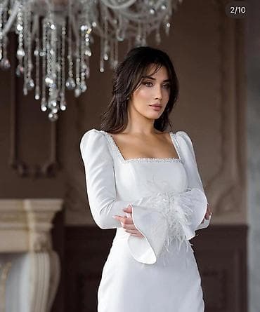 свадебное плптье: Элегантное белое платье в классическом стиле. ТОРГ ВОЗМОЖЕН - Длина — 6