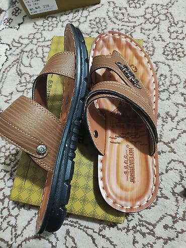 шлепки кожа: Мужские шлёпанцы / размер 42/сандалии JOHNEVELON - Тип: открытые — 4