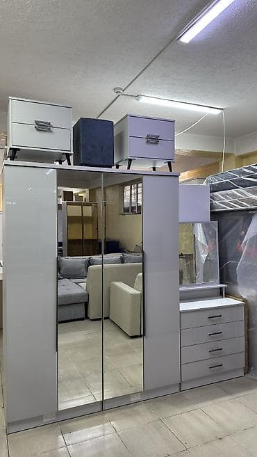 Эмерек гарнитурлары: Уктоочу бөлмө гарнитуру, Жаңы, Эки кишилик керебет, Шкаф, Комод, МДФ, Акысыз жеткирүү — 4