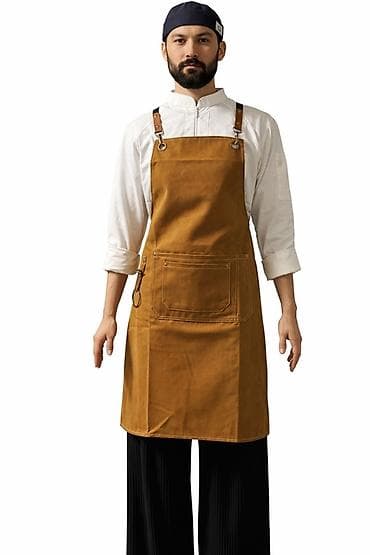 мектепке кийим: Фартук бариста/повара из плотной хлопковой ткани (канвас), цвет — 1