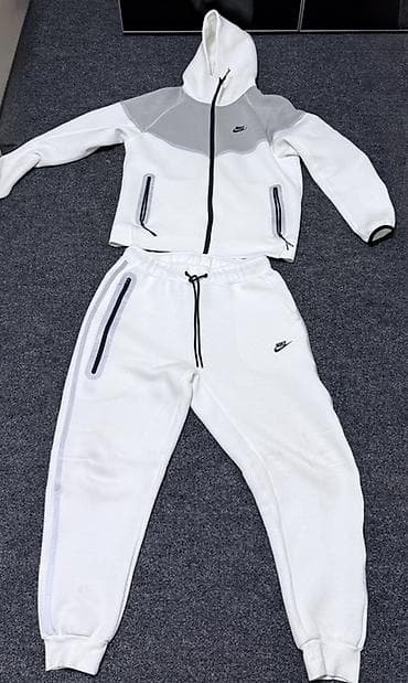 Шорталар: Торг уместен Спортивный костюм Nike (кофта + штаны), белый с серыми — 1