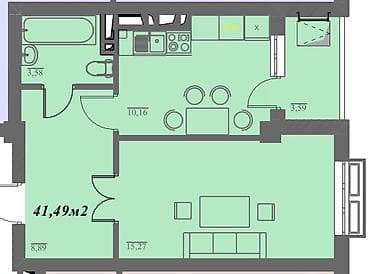 Квартиры: 1 комната, 41 м², Дордой Моторс рынок Элитка, 4 этаж, ПСО (под самоотделку) — 1