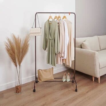 вешалки напольные для верхней одежды: Гардеробная вешалка, стойка, кронштейн на колесиках Сталь с — 3