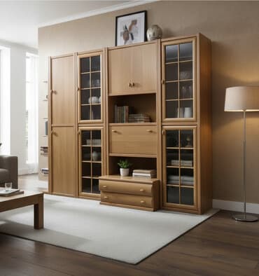 шкафы на балкон: Гарнитур для зала, Шкаф, МДФ — 1