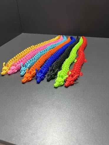 Брелоки: Гибкие 3D‑печатные драконы/антистресс - Комплект ярких фигурок — 5
