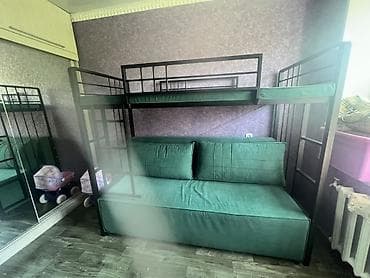 диван 2 местный офисный: Двухъярусная кровать, Б/у, Раскладной — 1