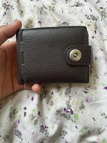 Зер буюмдар: Компактный мужской/унисекс кошелёк из тёмно-коричневой фактурной — 2