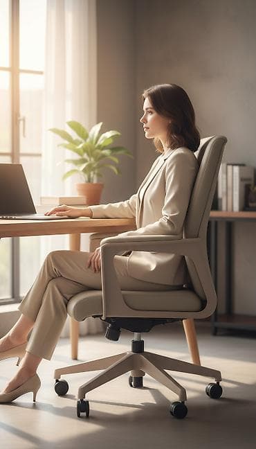 Элегантное офисное кресло в бежевом цвете, обеспечивающее комфорт и at lalafo.kg Элегантное офисное кресло в бежевом цвете, обеспечивающее комфорт и