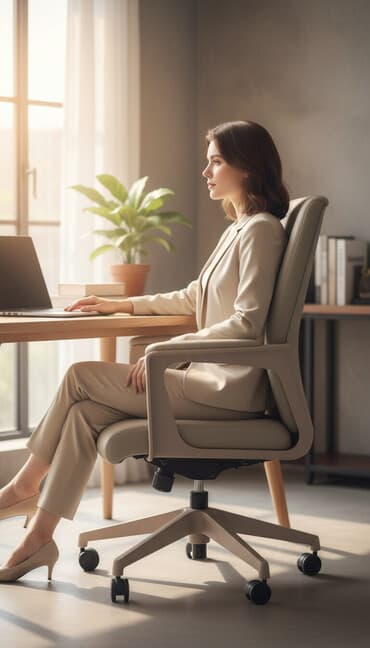 офисное кресло для руководителя: Элегантное офисное кресло в бежевом цвете, обеспечивающее комфорт и — 1