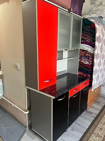 Канцтовары: Кухонный гарнитур, цвет - Красный, ДСП — 1