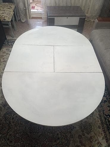 small table: Кухонный стол, Б/у, Круглый, Раскладной — 4