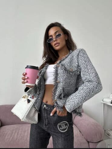 бир: Кардиган Eberron - Цвет: серо-белый меланж с темно-серой окантовкой - — 5