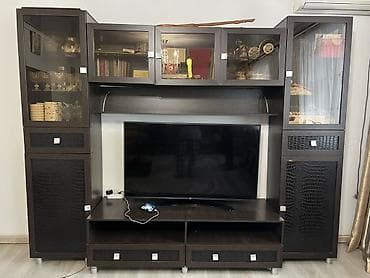 стенка тумба под телевизор: Стенка-шкаф, Тип стенки-шкафа: Горка, Для зала, Особенности: С отделением под телевизор — 1