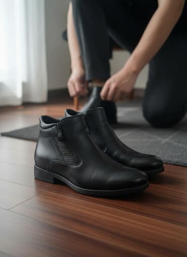 портмоне из натуральной кожи бишкек: Мужские ботинки, 41, T.Taccardi, Б/у, цвет - Черный, Самовывоз — 1