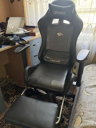 Игровые кресла: Игровое кресло, С колесиками, цвет - Черный, Экокожа — 2