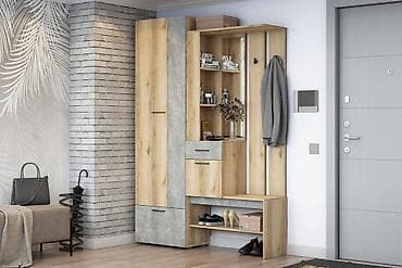 шкаф с зеркалом: Гарнитур для прихожей, Новый, Вешалка, В рассрочку, ДСП, Бесплатная доставка, цвет - Бежевый — 1