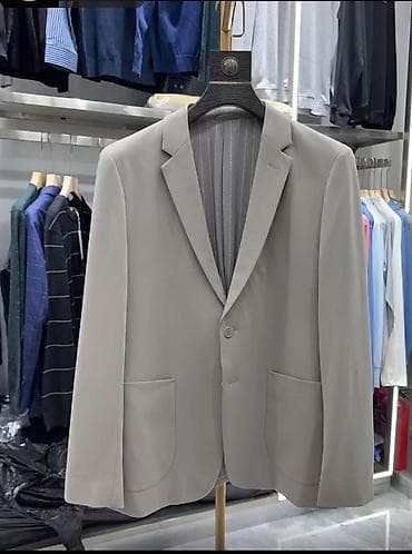 серые брюки мужские: Пиджак, Блейзер, Однобортная модель, Китай, L, XL, 2XL — 1