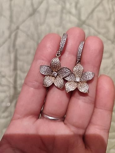 msr polo: Серебряные серьги, Проба 925, Циркон, Женские, Б/у — 4