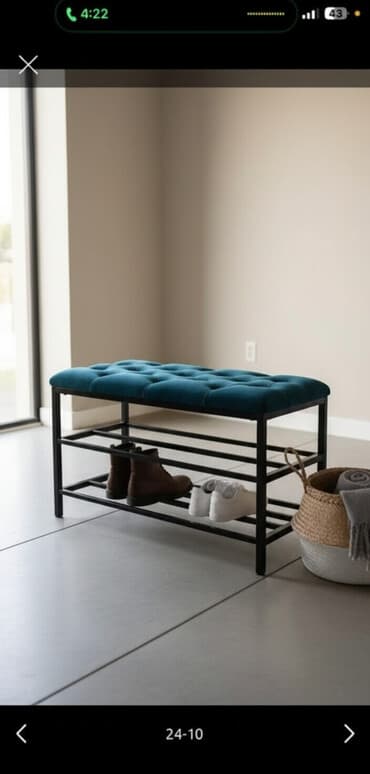 обувные шкафы и вешалки для верхней одежды: Банкетка, Текчелери бар, түсү - Жашыл — 1