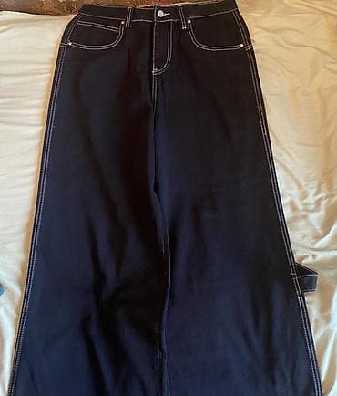Nn glock baggy jeans - Цвет: чёрный, контрастная белая строчка по