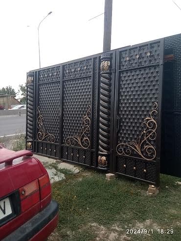 Распашные ворота: Металлические, Механические, Для частного дома, С калиткой, Оптом, Новый, Бесплатная установка — 8