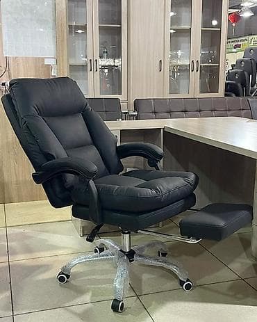 Тумбы и подставки: Офисное кресло, Новый, С колесиками, цвет - Черный, Экокожа, Самовывоз, Платная доставка — 8