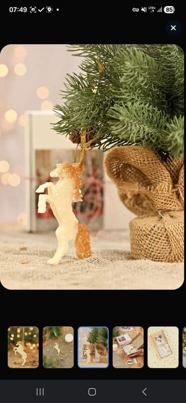 новогодный форма: Елочная игрушка Лошадь на дыбах белая с золотой гривой символ 2026 — 5