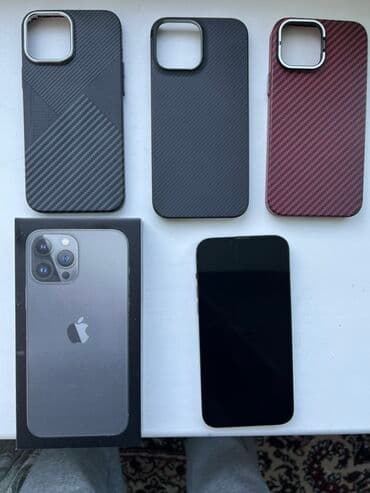 IPhone 13 Pro Max, Б/у, 128 ГБ, Черный, Зарядное устройство, Коробка, Чехол, 84 %